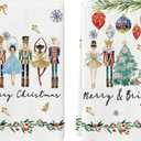 Artoid Mode Nutcrackers Xmas Balls and Trees Merry Christmas Kitchen Towels Dish Towels, 18x26 Inch Snowflakes Decoration Hand Towels Set of 2 (Beige)