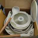 Numola 10 pcs Pots and Pan Set Non Stick with Detachable Handle, Ceramic Cookware Set for Stackable, Induction Kitchen Cookware Set for RV, Dishwasher  Oven Safe, Cream White