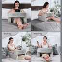 Weighted Idea Lap Desk Pillow with Arm Rest  Extra Large Memory Foam Support for Reading, Gaming, Working & Sitting in Bed, Couch or Floor  Laptop Cushion with Removable Washable Cover (Ashen)