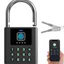 Anweller Heavy Duty Fingerprint Padlock with Key, Pad Lock with Code Keypad, Weatherproof Smart Bluetooth Electronic Digital Combination Lock for Gate Outdoor Fence Storage Unit Locker Shed Pool