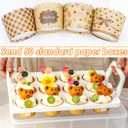 Cupcake Carrier Stackable Storage Container Collapsible Cake Carrier with Lid and Handle, with 50 PCS Cupcake liners, Reusable Plastic Dessert Travel Container, Transport Box (48 Cupcakes White), 15.7 inches x 10 inches x 10 inches