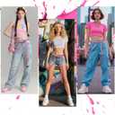 Y2K Aesthetic Colorful Faux Leather Belt, Adjustable Star Decor Dopamine Waist Belt Street Style for Female