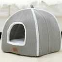 Cat Beds for Indoor Cats-Cat Bed Cave House Tent for Kittens and Small Pets with Washable Cushioned,Soft and Warm Indoor House, Grey, 15 inches