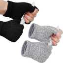 Geyoga 2 Pair Cut Resistant Half Finger Protection Gloves for Home Use (Grey and Black)