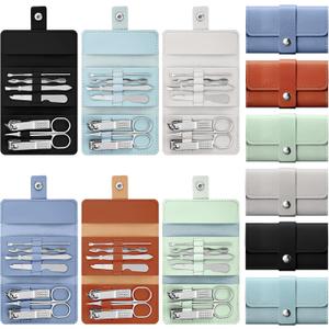 WILLBOND 12 Sets Manicure Set Nail Clippers Pedicure Kit 7 in 1 Stainless Steel Professional Pedicure Set Grooming Kits Nail Care Tools with Travel Case Multi Color(Morandi Colors)