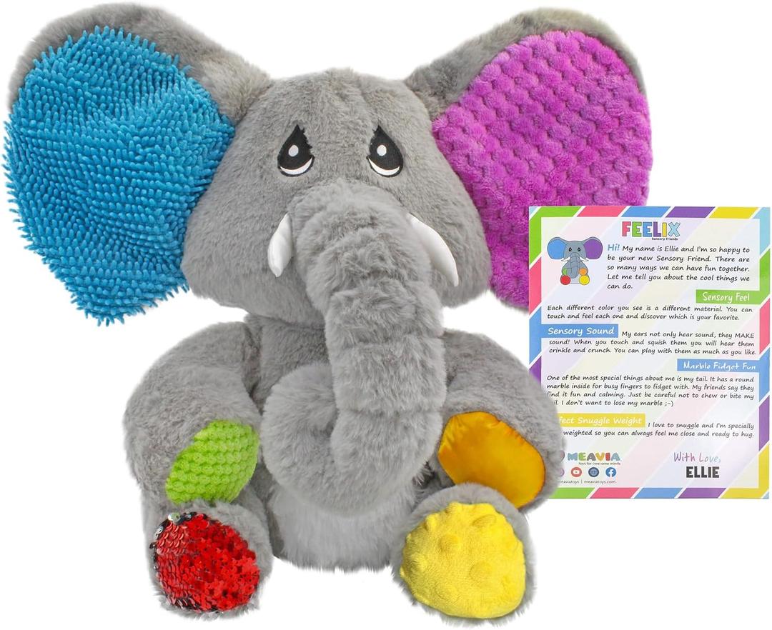 MEAVIA Weighted Sensory Plush Elephant, Ellie The Elephant Toy Fidget Stuffed Animal for Special Needs, FEELix Collection