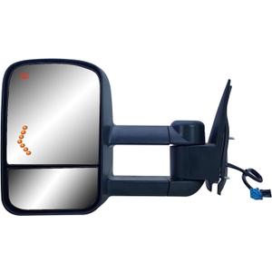 Driver Left Side Door Towing Mirror Power and Heated with Signal Light on Glass Textured Back Cover For Chevy Silverado Sierra 1500 2500 3500HD from 2003 to 2006