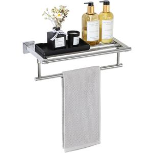 Alise 16 Inch Towel Racks for Bathroom, Towel Rack Wall Mounted with Tower Bars, SUS 304 Stainless Steel Bathroom Shelf, Heavy Duty Hand Towel Holder Polished Chrome