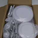 WELLIFE 600 PCS Silver Disposable Dinnerware Set for 100 Guests, Wedding Plates Silver Plastic Plates for Party, 100 Each-Dinner & Salad Plates, Cups, Forks Knives Spoons for Wedding and Anniversary