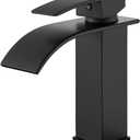 Faucets Elegant Waterfall Bathroom Sink Faucet Single Lever Hole Deck Mount Big Square Spout Mixer Taps Black-short