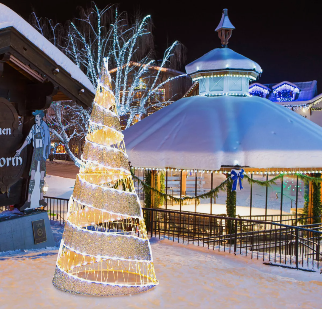 5FT Pre-lit Christmas Cone Tree w/300 Warm White & 250 Cold White LED Lights