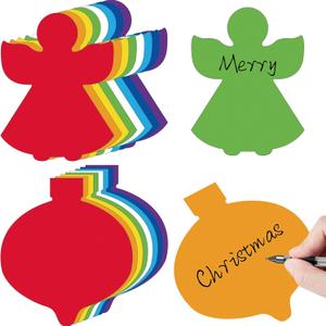 Harloon 100 Pcs Christmas Angel Cutouts Ball Cutouts Set 5.5'' Christmas Paper Cut Outs Decoration Colorful Xmas Craft Cutout with 100 Pcs Glue Point 8 Colors