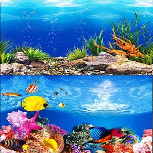 ELEBOX New 23" x 71" Fish Tank Background Paper Wallpaper 2 Sided Colorful Seaweed Water Plants Aquarium Poster Decorations