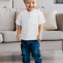 Poroka 2  Pack Toddlers and Boys' Cotton Short-Sleeve T-Shirts Pocket Button Crew Neck Tee Short-Sleeve Shirts 3T