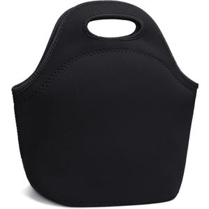 YOUBDM Neoprene Lunch Bags Thermal Insulated Lunch Tote Bag Reusable Washable Neoprene Picnic Bag for Women Men (Black)