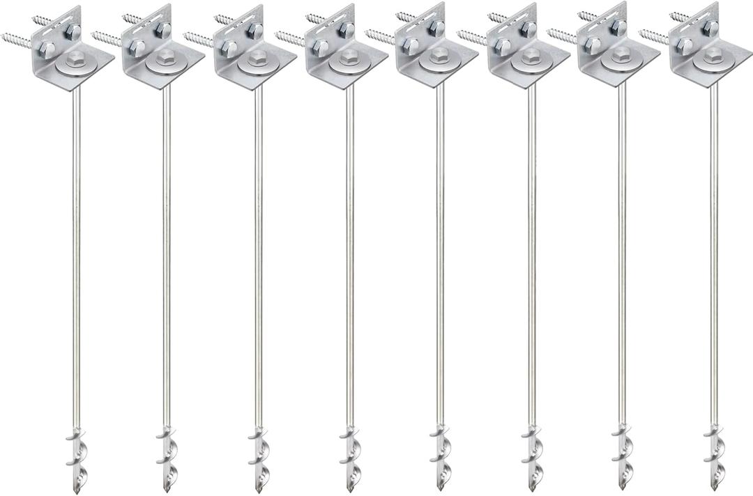 Ground Anchors Screw In - 24" Set of 4,6,8 with Brackets and Drill Bit - Earth Anchors - Mobile Home Anchors - Storage Shed Anchor Kit - Swing Set Anchors for Metal Swing Set - Playset Anchors - Ties