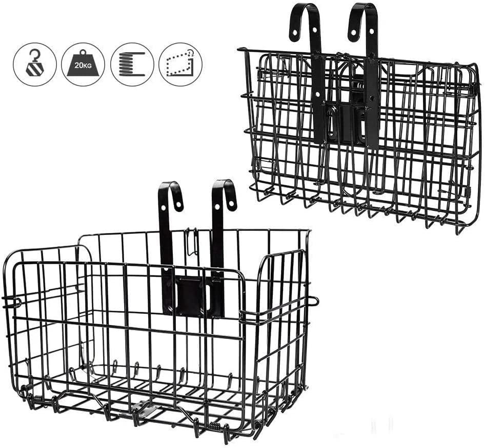 HOMEE Folding Rear Bike Basket Wire Mesh Fold-Up Detchable Front Bag Rear Hanging Bike Basket Bicycle Bag Cargo Rack for Mountain Bike Accessories Bike Frame Basket 1 Pack