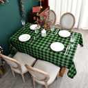 Essifunia Waterproof Checkered Tablecloth Fabric - Rectangle 58x84 Inch Green St Patricks Day Table Cloth for Indoor/Outdoor Use - Irish Table Cover for Christmas, BBQs, and Parties