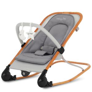 Dream On Me Rock On Me 2-in-1 Baby Rocker and Stationary Seat, Adjustable Recline, Gentle Music & Vibration, 3-Point Safety Harness, Detachable Toy Bar, Folds Compact for Travel  Grey