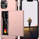 Nvollnoe for iPhone 13 Case with Card Holder Heavy Duty Protective Dual Layer Shockproof Hidden Card Slot Slim Wallet Case for iPhone 13 for Women&Men(Rose Gold)