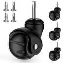 2 Inch Ball Caster Wheels - Stem Casters Set of 4,Heavy Duty 1200 LBS,360 Swivel,Non Marking Polyurethane,Black Replacement Castors for Furniture, Cabinet, Cart,Coffee Table (Premium Black)