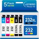 LEMERO Remanufactured Ink Cartridge Replacement for Epson 232XL Use for XP-4200 XP-4205 Workforce WF-2930 WF-2950 Printer (Black, Magenta, Yellow, Cyan, 5-Pack)