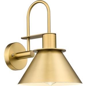Brass Wall Sconce, HWH Modern Wall Light Sconces for Bedroom Bathroom, 1-Light Indoor Wall Light Fixtures with Metal Shade, White Interior, Gold Finish, 5HZG56BL BG, Large