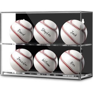 Colingmill Acrylic Baseball Display Case Wall Mounted Display Holder Shadow Box Clear Baseball Holder Removable Ball Stand for Collector Memorabilia Autograph Case (2 Tiers for 6 Balls)