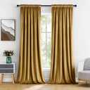 MIULEE Gold Velvet Curtains Thermal Insulated Blackout Curtain Drapes for Bedroom Living Room Darkening 84 Inches Long Curtains Panels Rod Pocket, Set of 2