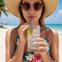 Vintage Ribbed Glassware Set with straws, 16oz Drinking Glasses, Origami Style Set of 4, Fluted Design, Ideal for Water, Iced Coffee, Juice, Beer, Milk, Cocktail, Gift