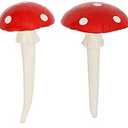 Juegoal Set of 2 Fairy Garden Miniature Mushrooms Statues, Glow in Dark Mini Red Mushroom Resin Figurines, Outdoor Garden Yard Art Accessories, Fly Agarics Sculpture Lawn Ornament Decorations