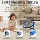 20" Portable Battery Operated Floor Fan, High Velocity Battery Fan, Rechargeable Wireless Battery Powered Fan, Waterproof, USB Output, 360°Adjustable Tilt for Home Outdoor Garage Greenhouse, Blue 20" Fan