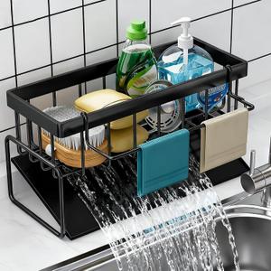 Sponge Holder for Kitchen Sink Suction,Sponge Caddy for Kitchen Sink Brush Holder Organizer