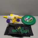 Bottle Bash Outdoor Flying Disc Game Set  Frisbee Toss Backyard and Beach Game for Family, Adult & Kids - Beersbee & Polish Horseshoes (Green - Original)
