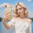 Bonoma Compatible with iPhone Air Case 2025 Support for MagSafe, Plating Heart Glitter Magnetic Case TPU Camera Protection Back Cover for Phone Case -Gold