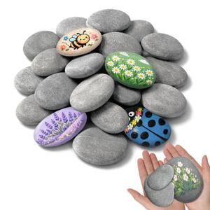 Reeplan 26 Pcs 2-5 Inch Large Rocks for Painting Natural Flat River Stones