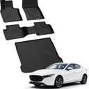 LASFIT Floor Mats & Cargo Liner for Mazda 3 Hatchback 2019-2026 (Not Fit Sedan) All Weather TPE Custom Fit Automotive Front & Rear 2 Row Car Liners and Trunk Mat Full Set Accessories, Black