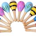 Mini Fiesta Wooden Maracas, 12 PCS Festival Painting, Carnival Maracas (Random Colors)