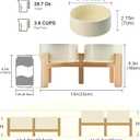 SPUNKYJUNKY Elevated Dog Bowls Ceramic, 6.1'' Dogs and Cat Food Water Bowls Raised with Non-Slip Bamboo Stand for Medium Sized Breed Microwave Dishwasher Safe - 28.7 OZ,Beige