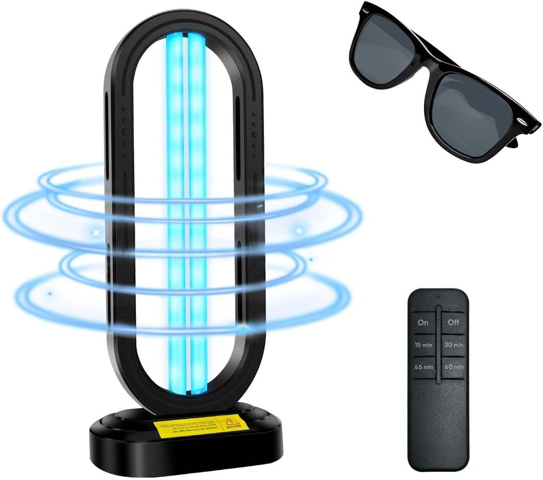 Feefir UV Light Sanitizer,4-Speed Timing and Remote Control UVC Home Disinfection Device,Portable Ultraviolet Light Sanitizer Effectively Mold Remover and Dust Mites,UV Lamp for Whole Room,Black