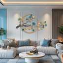 QXSXKJ 3D Metal Wall Art Decor for Living Room Large Modern Wall Sculptures Gold, 59'' Metal Wall-mounted Home Decoration, Creative Ginkgo Décor for Living Room Dining Room Bedroom (Ginkgo Leaf), 59"L x 32"W