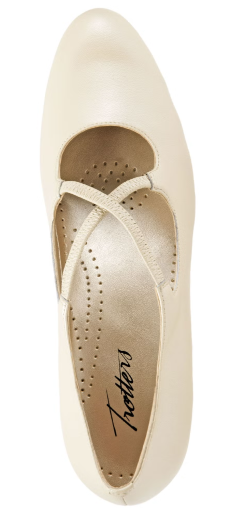 Trotters Jamie - Women's Cross-Strap Pump White Pearl, 9.5