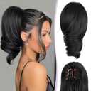 ZQIAN BEAUTY Clip on Ponytails for Women  12 Inch Curly Black Ponytail Extension, Curly Pony Tails Hair Extensions, Synthetic Hair Extensions Ponytail, Natural Hair Pieces for Women (Color: Black)