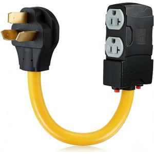 Tellegloww 1.8 FT 220 to 110 Adapter NEMA 10-50P to 4X 5-20R/15R with 20 Amp Circuit Breaker, 220/250V Electrical Stove/Range/Oven Male Plug Gas 110/125V Power Convert Adapter