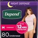 Depend Night Defense Adult Incontinence & Postpartum Bladder Leak Underwear for Women, Disposable, Overnight, Medium, Blush, 80 Count, Packaging May Vary