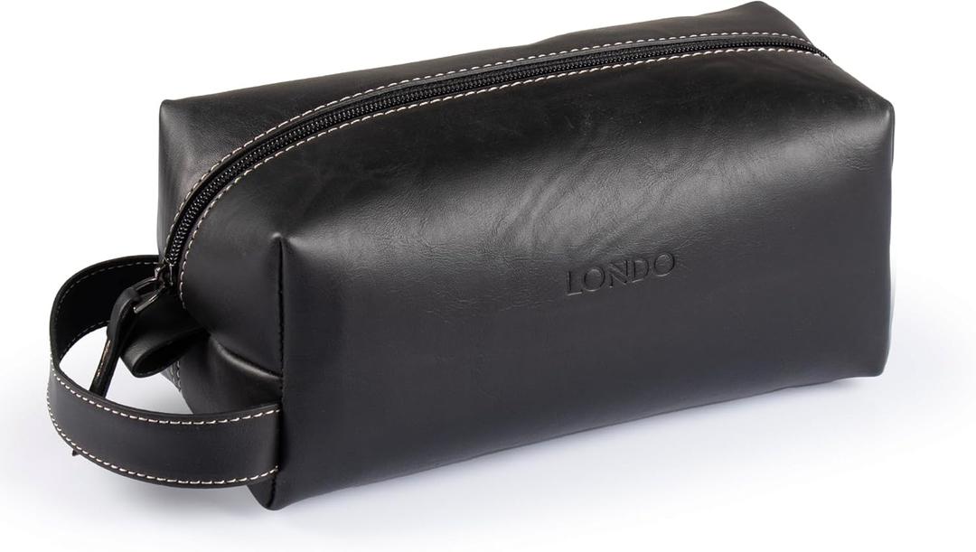 Londo Leather Cosmetic Makeup Pouch & Travel Watch Box. High Quality Stylish Durable Protective Storage Organizer for Toiletries & Versatile Accessories (Black)