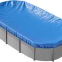 16x10 FT Oval Pool Cover for Above Ground Pools,Solar Oval Pool Cover Protector with Drawstring for Cold and UV Resistant,Dustproof -All-Weather Protection(Blue), 18.3 ft x 11.2 ft x 20 in