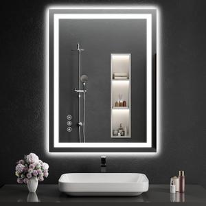 40"x30" LED Bathroom Mirror with Lights, Dimmable, Anti-Fog, Lighted Bathroom Vanity Mirror for Wall, Backlit + Front Lit, Memory Function, Shatter-Proof, Tempered Glass