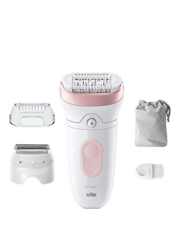Braun Epilator Silk-pil 7, Hair Removal Device, Women Shaver & Trimmer, Wet and Dry, Wide Head, Includes Shaver Head and Trimmer Comb, SE7-041, Silver
