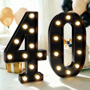 Pooqla 40th Birthday Decorations for Men Women, Large 12.6 in Tall Light Up Numbers for Party Decorations Table Decor, Big Marquee Numbers 40th Birthday Gift for Men Women Wedding Anniversary Decor